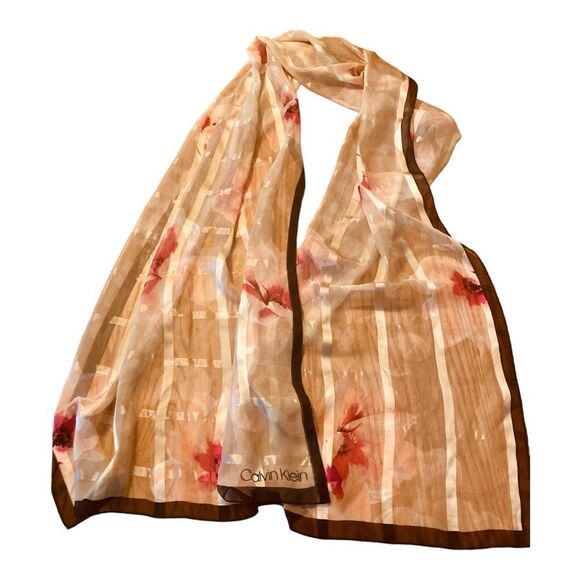 Calvin Klein Sheer Floral Scarf - Picture 1 of 7